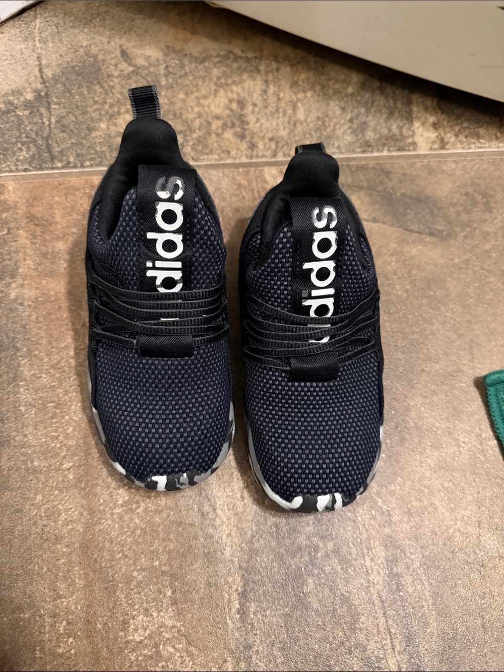 adidas 10K Kids Black and White Mesh Slip-On Sneakers